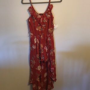 Red Floral High-Low Romper